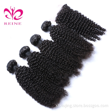 Unprocessed Virgin Brazilian Hair 9A Jerry Curl Bundles with Closure Remy Hair Bundles Brazilian Kinky  Curl with Closure
